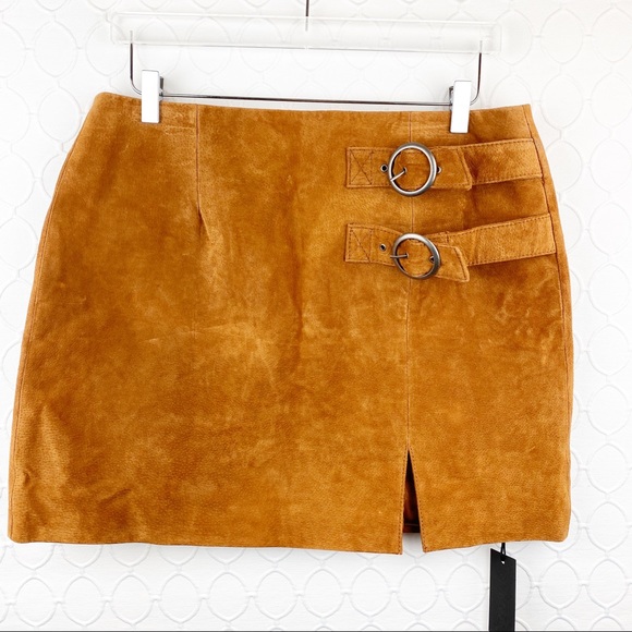 NWT Blank NYC Brown Suede Western Leather Skirt Size 31/12 - Picture 4 of 8